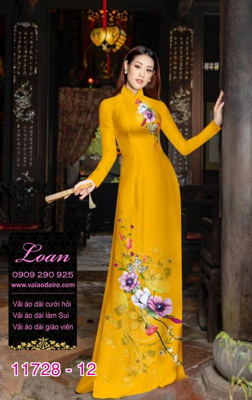 Vải áo dài hoa 3D