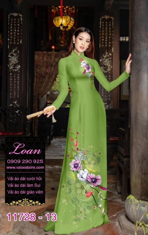 Vải áo dài hoa 3D