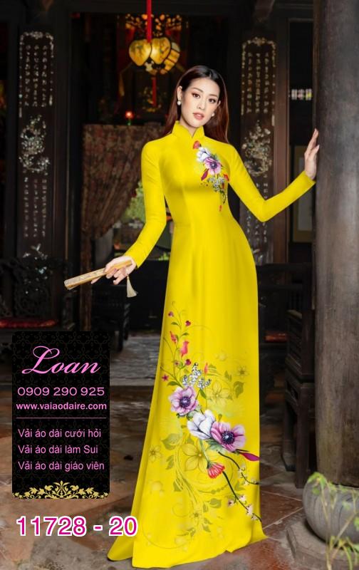 Vải áo dài hoa 3D
