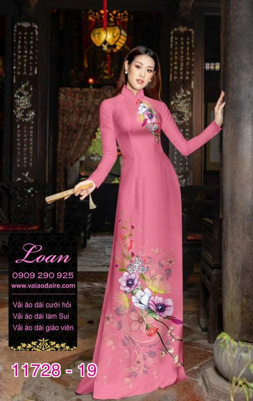 Vải áo dài hoa 3D