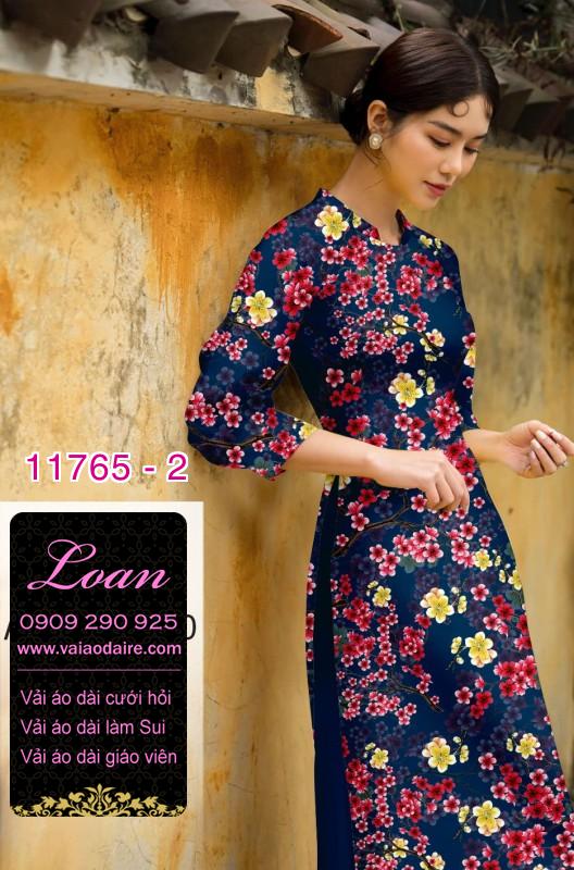Vải áo dài tết hoa đào