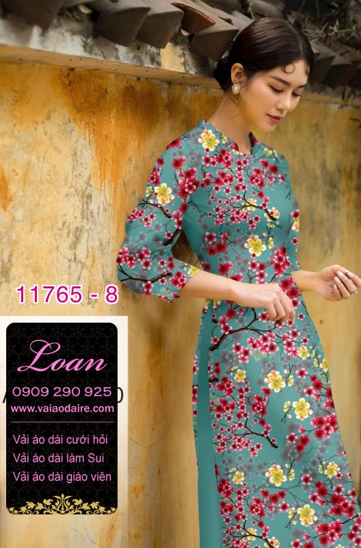 Vải áo dài tết hoa đào