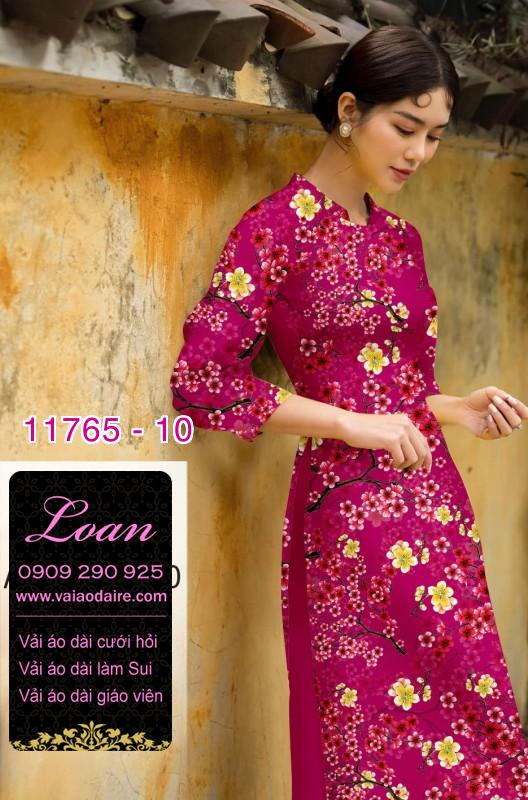 Vải áo dài tết hoa đào
