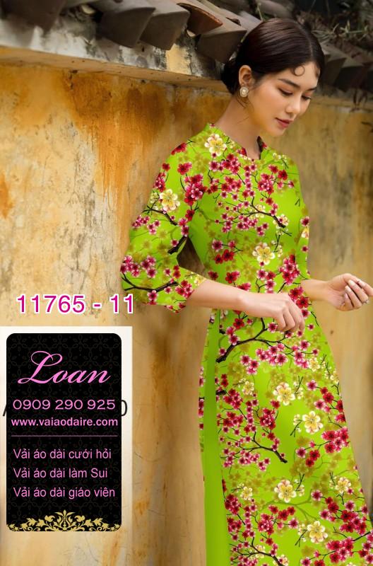 Vải áo dài tết hoa đào