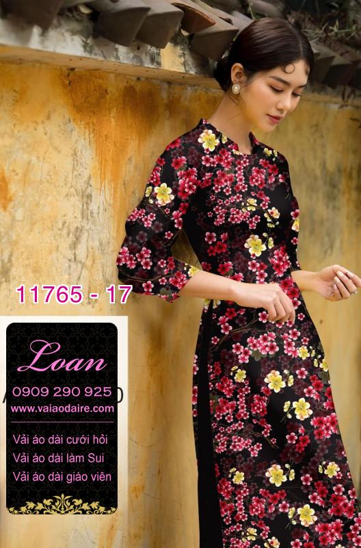 Vải áo dài tết hoa đào