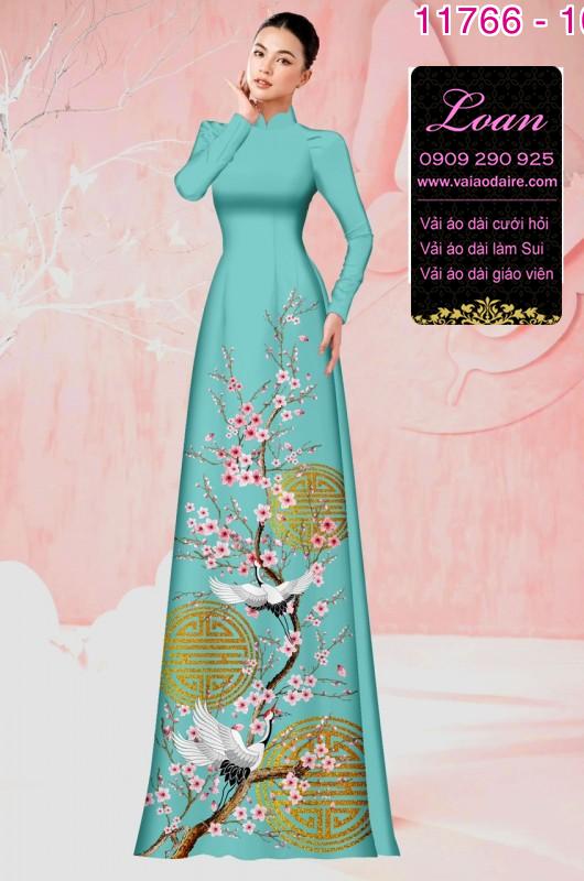 Vải áo dài tết hoa đào