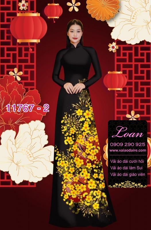 Vải áo dài tết hoa mai