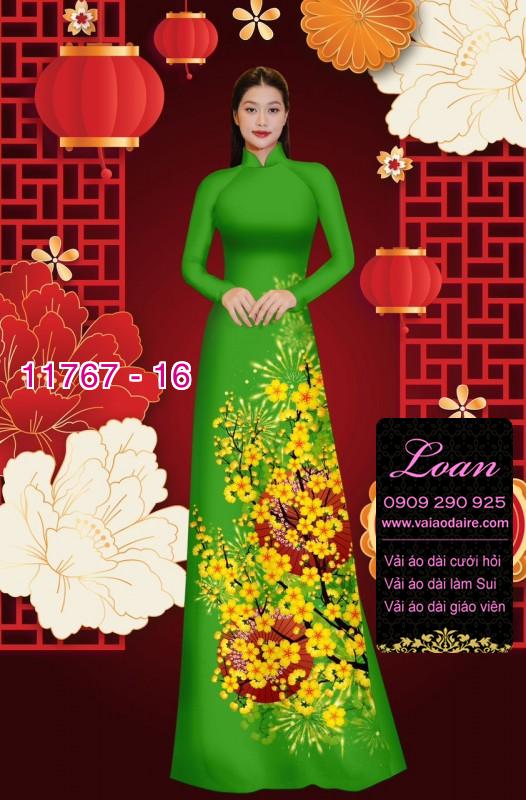 Vải áo dài tết hoa mai