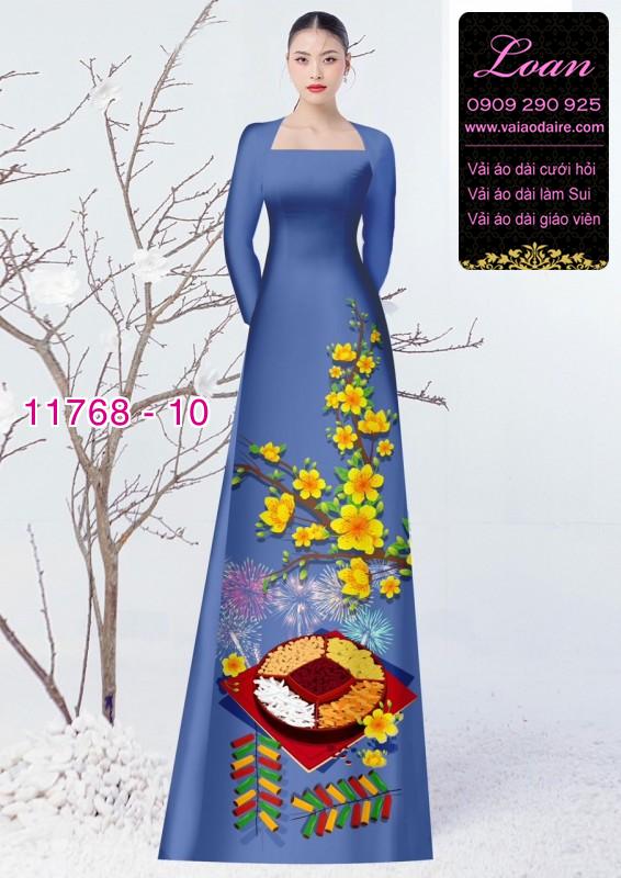 Vải áo dài tết hoa mai