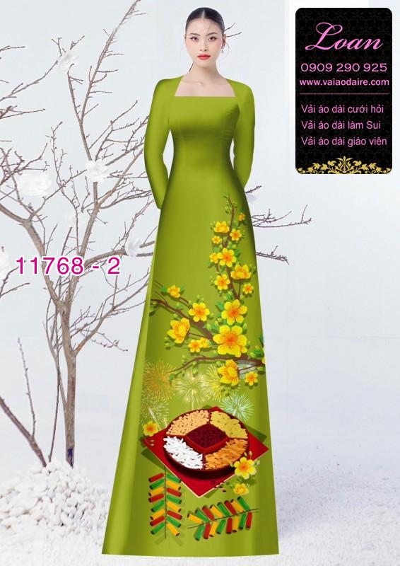 Vải áo dài tết hoa mai
