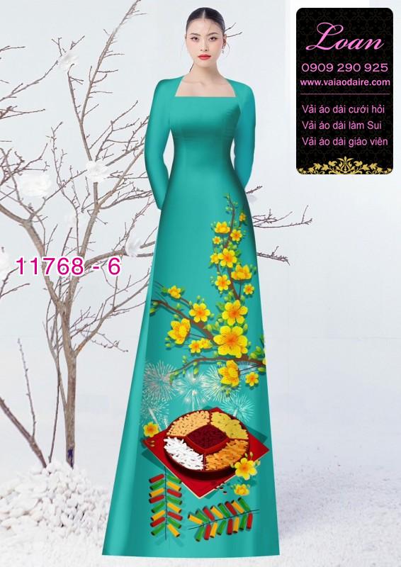 Vải áo dài tết hoa mai