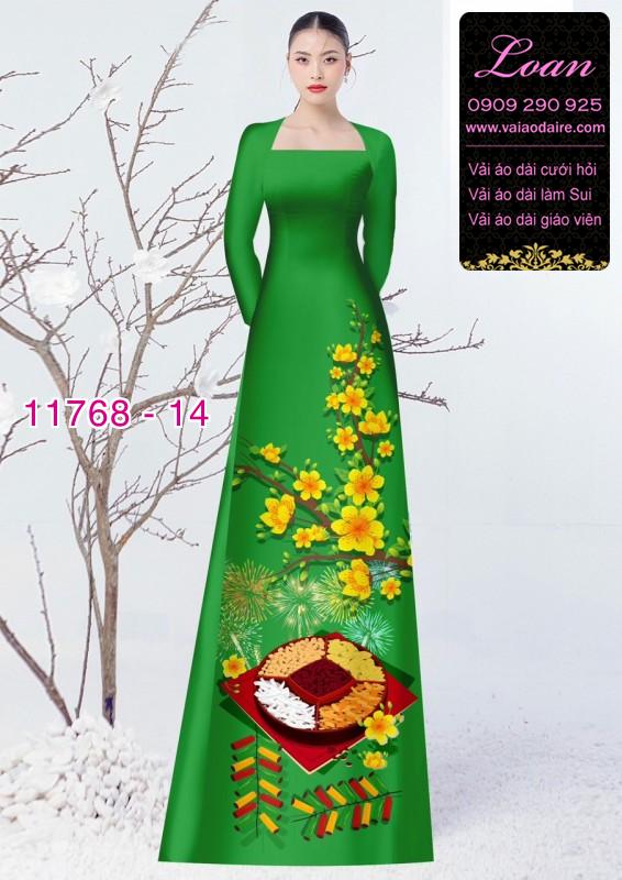 Vải áo dài tết hoa mai