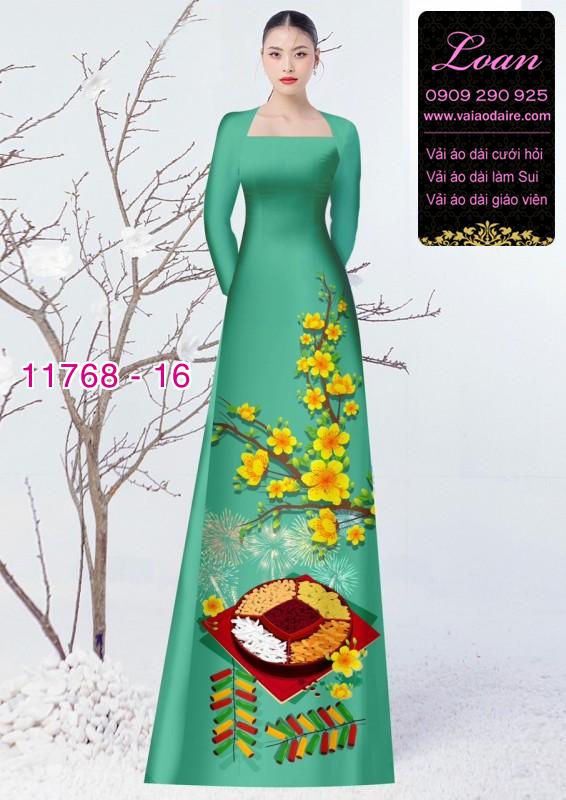 Vải áo dài tết hoa mai
