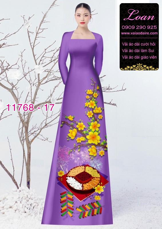 Vải áo dài tết hoa mai