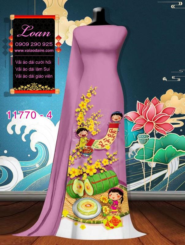 Vải áo dài tết hoa mai