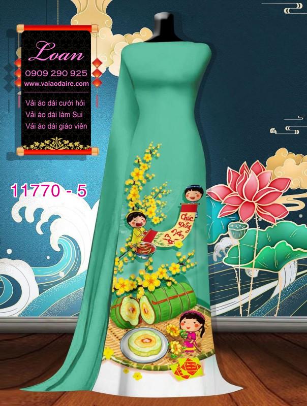 Vải áo dài tết hoa mai