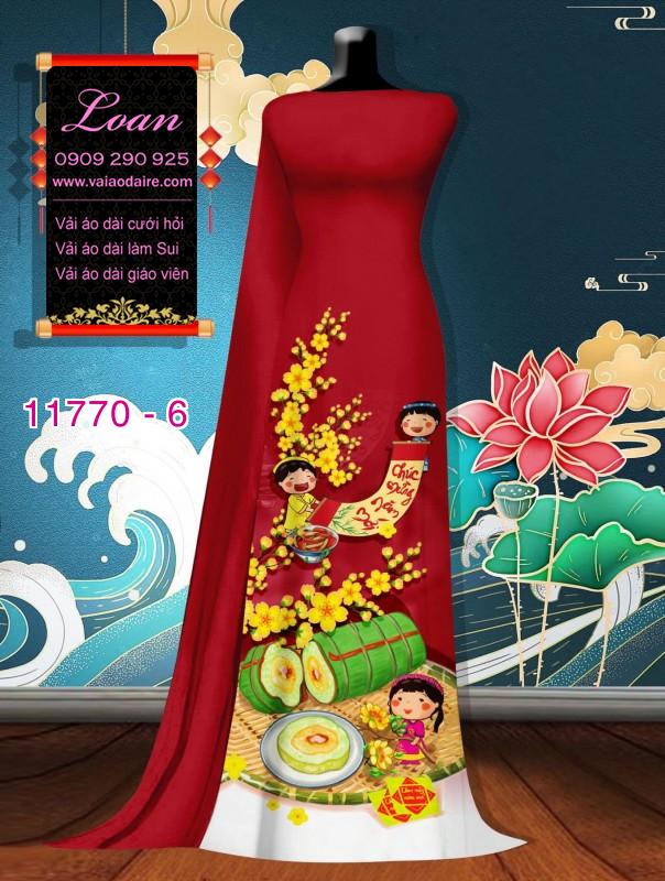 Vải áo dài tết hoa mai