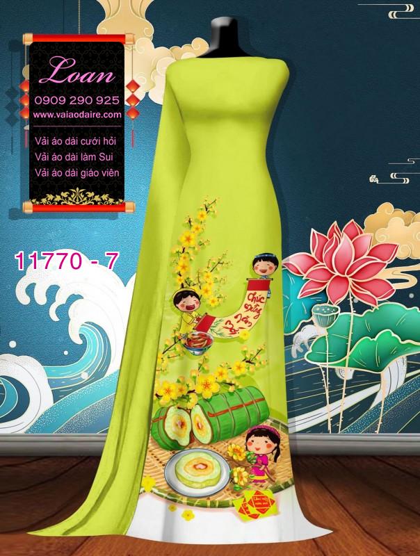 Vải áo dài tết hoa mai