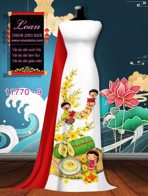 Vải áo dài tết hoa mai