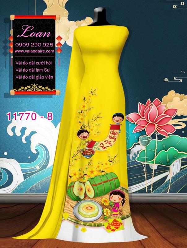 Vải áo dài tết hoa mai