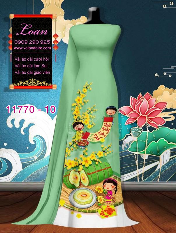 Vải áo dài tết hoa mai