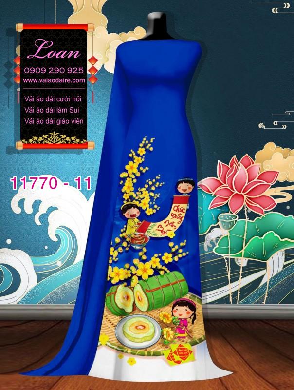 Vải áo dài tết hoa mai