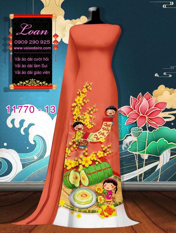 Vải áo dài tết hoa mai