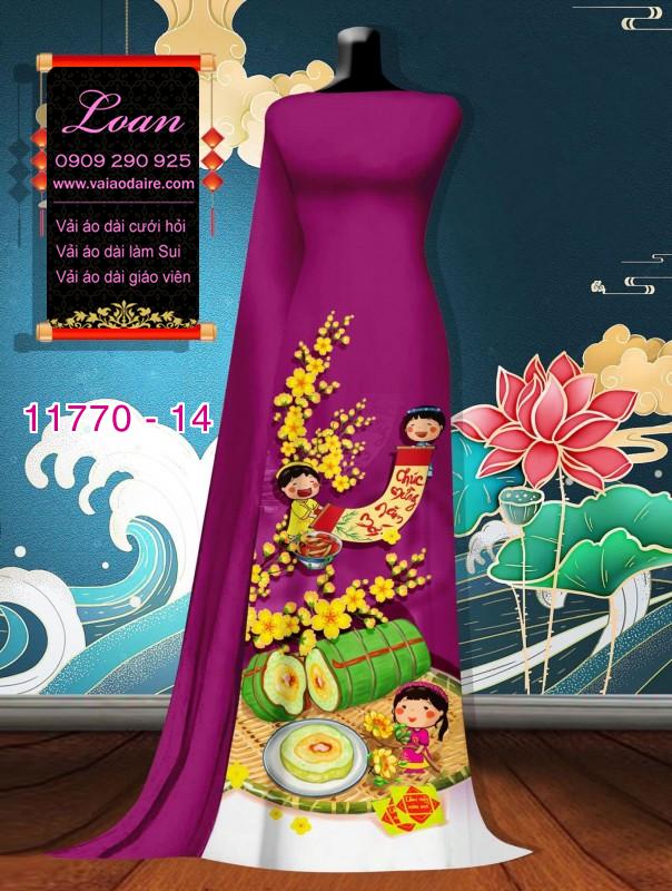 Vải áo dài tết hoa mai