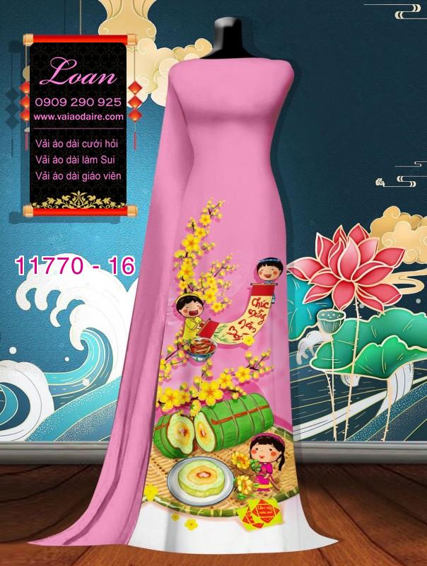 Vải áo dài tết hoa mai