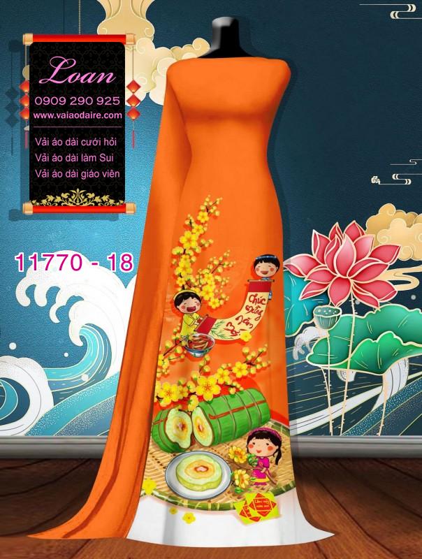 Vải áo dài tết hoa mai