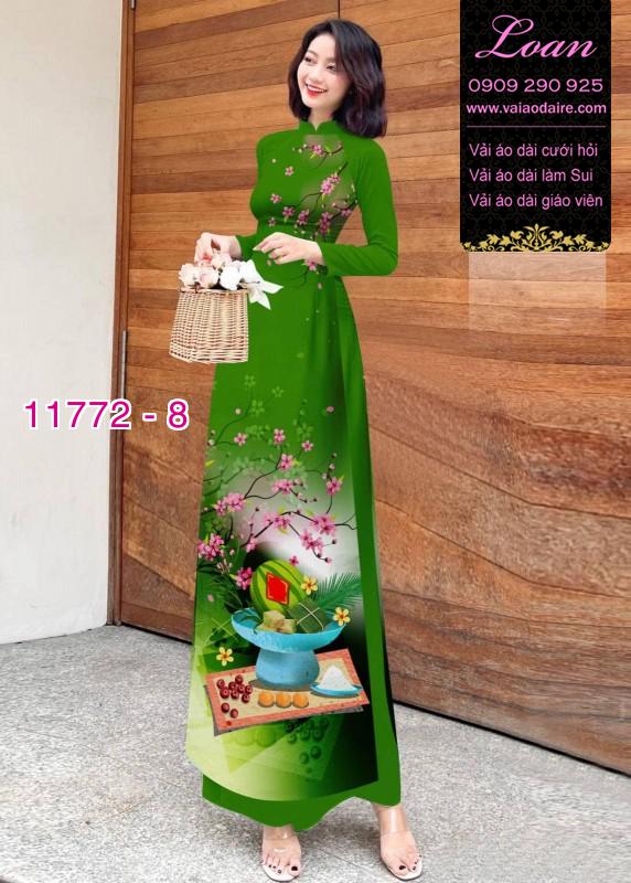 Vải áo dài tết hoa đào