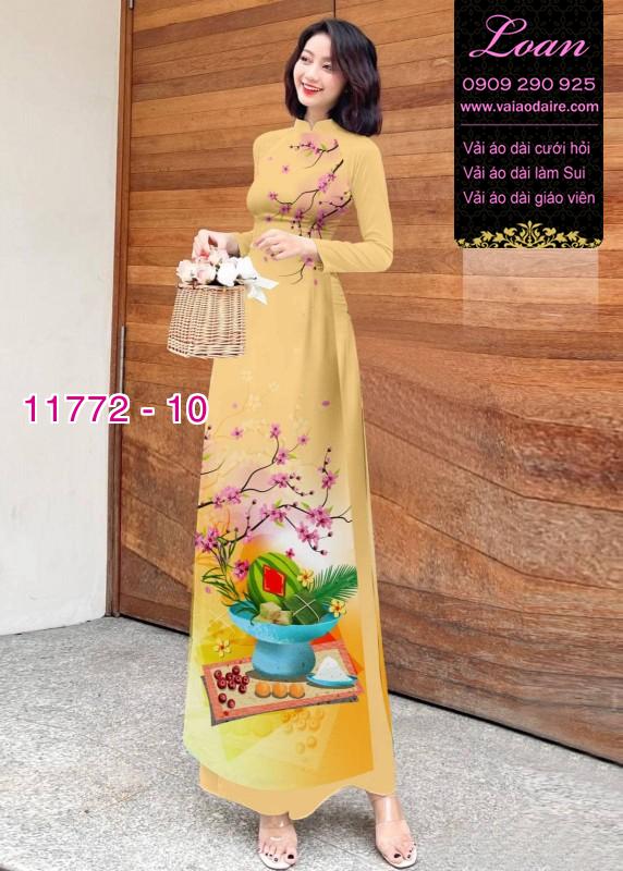 Vải áo dài tết hoa đào