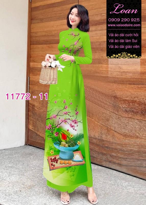 Vải áo dài tết hoa đào