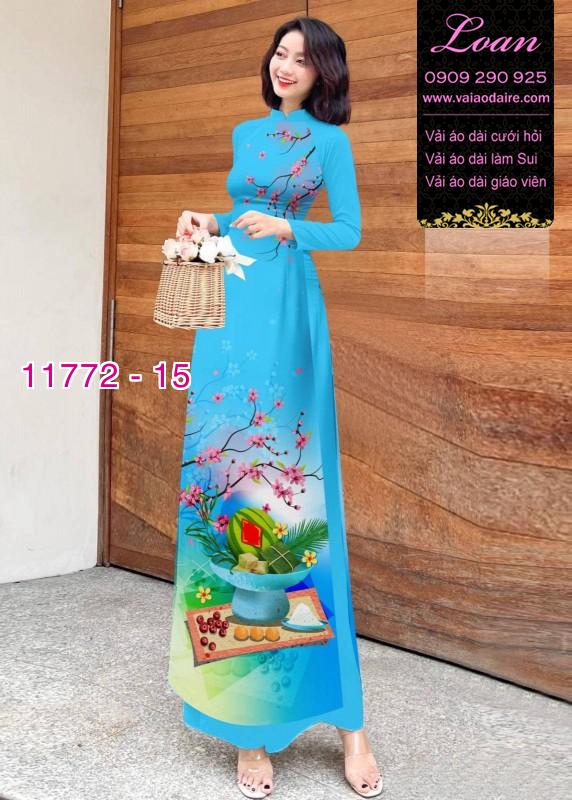 Vải áo dài tết hoa đào