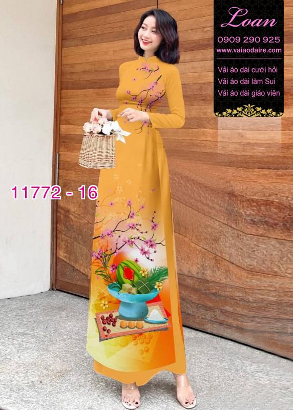 Vải áo dài tết hoa đào