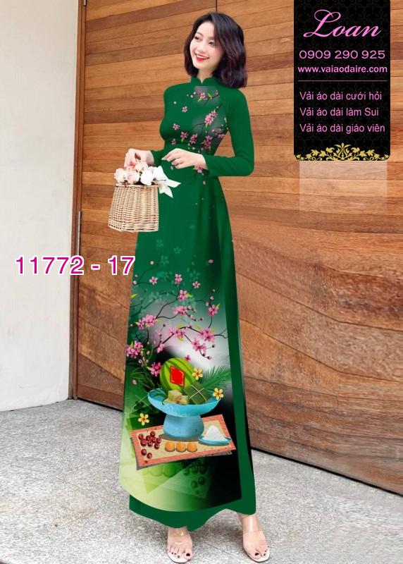 Vải áo dài tết hoa đào