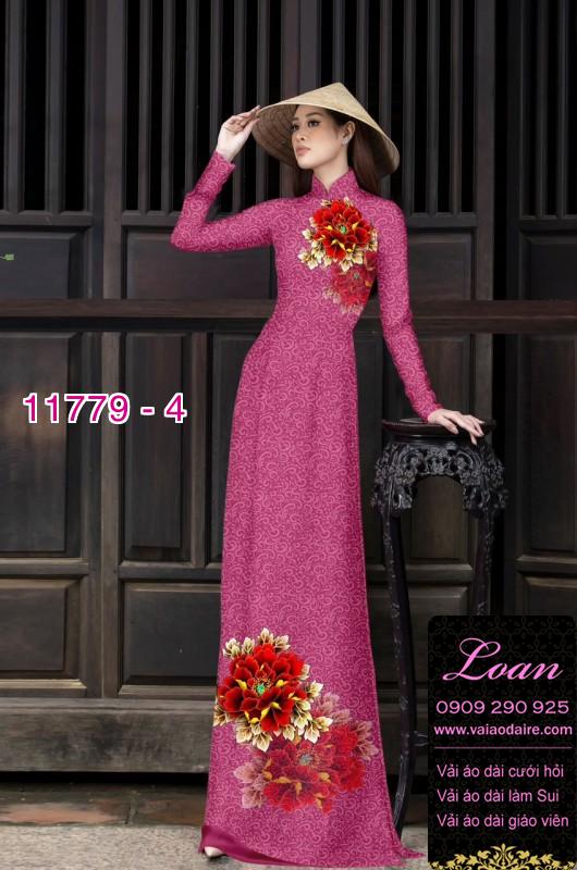 Vải áo dài hoa mẫu đơn