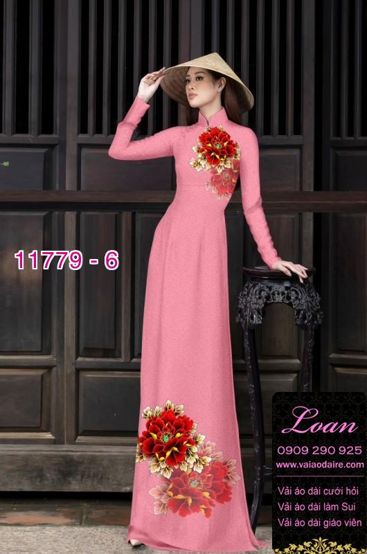 Vải áo dài hoa mẫu đơn