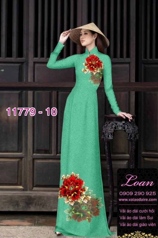 Vải áo dài hoa mẫu đơn