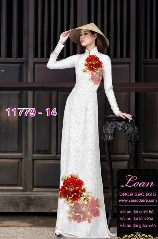 Vải áo dài hoa mẫu đơn