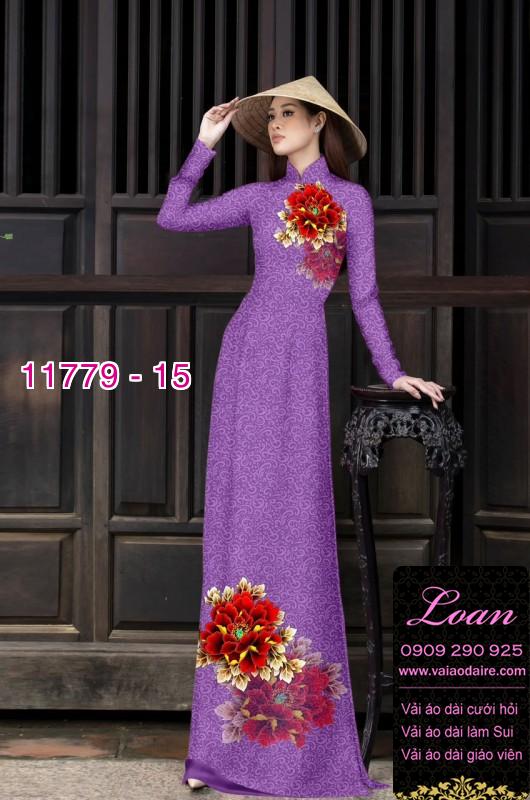 Vải áo dài hoa mẫu đơn
