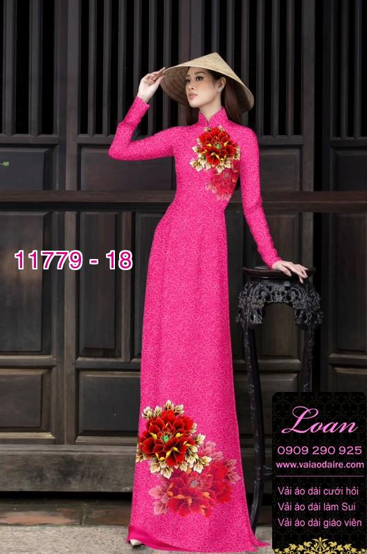 Vải áo dài hoa mẫu đơn