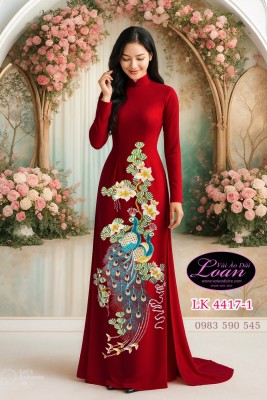 Vải áo dài thêu chim công cao cấp-ATK 11810