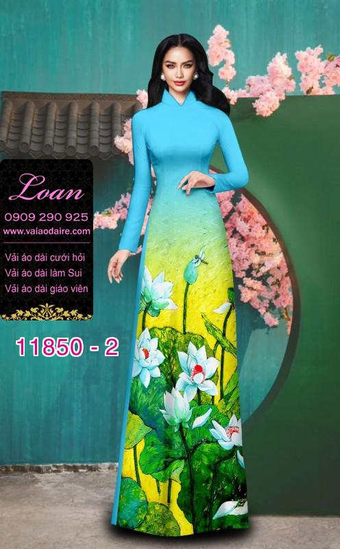 Vải áo dài hoa sen in 3D