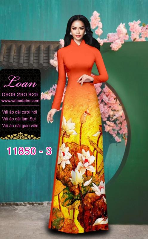 Vải áo dài hoa sen in 3D