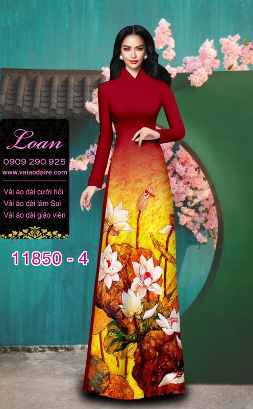 Vải áo dài hoa sen in 3D