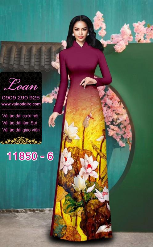 Vải áo dài hoa sen in 3D