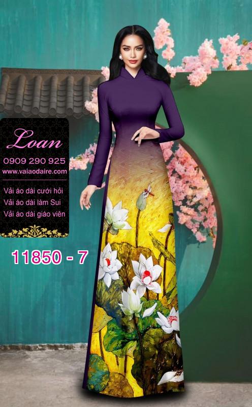 Vải áo dài hoa sen in 3D