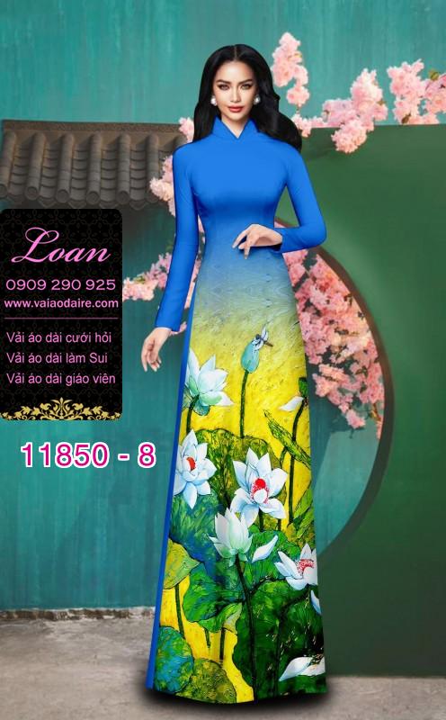 Vải áo dài hoa sen in 3D
