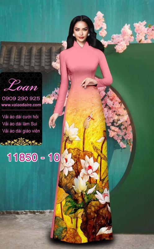 Vải áo dài hoa sen in 3D